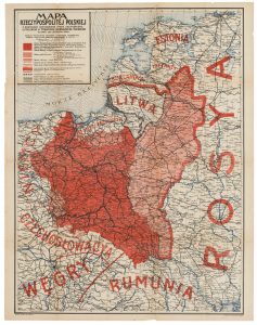 Mapa Rzeczypospolitej Polskiej w czerwcu 1919 roku, ze zbiorów Muzeum Józefa Piłsudskiego w Sulejówku