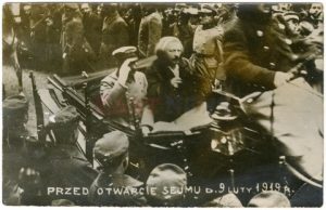 Józef Piłsudski i Ignacy Jan Paderewski w drodze na otwarcie Sejmu Ustawodawczego, Warszawa 10 lutego 1919 roku